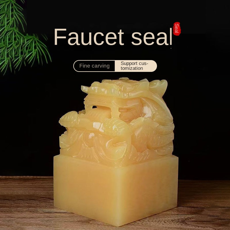 Dragon head jade seal