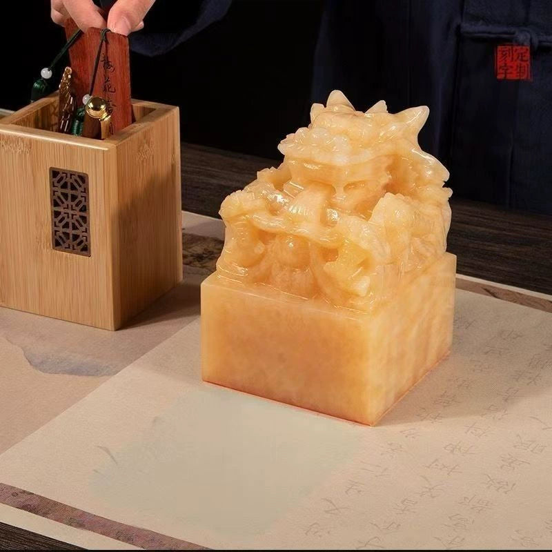 Dragon head jade seal